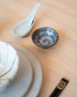Small dark soy bowl with foot