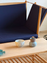 Hand-painted blue-striped matcha bowl