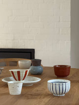 Hand-painted blue-striped matcha bowl