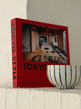 Hand-painted blue-striped matcha bowl