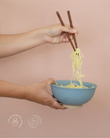 Brown ramen bowl with blue glaze