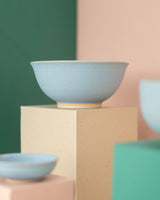Brown ramen bowl with blue glaze
