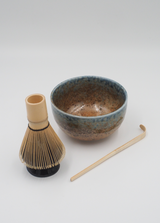 Matchasæt med blåglaseret skål - uden matcha