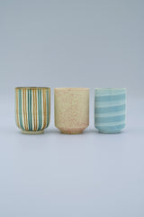 Mug without handle with stripes