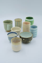 Mug without handle with stripes