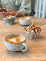 Bowl with blue and red stripes