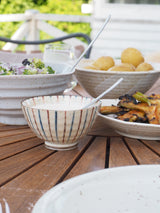 Bowl with blue and red stripes