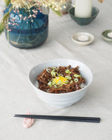 Gray asymmetrical ramen bowl