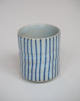 Blue striped mug without handle
