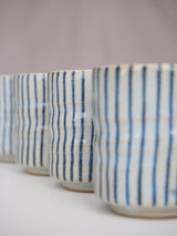 Blue striped mug without handle