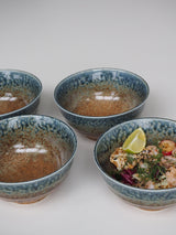 Brown ramen bowl with blue glaze