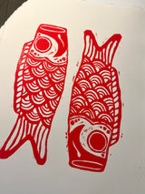 Koinobori (linoleum print)