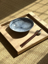 Ovalt fad/tallerken med blå striber (lille version)