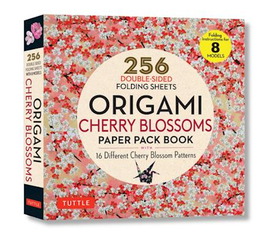 Origami paper block with cherry blossom print (256 sheets - 15x15 cm)