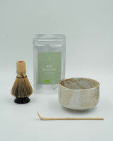 Matcha set with sand colored bowl #2 - with matcha