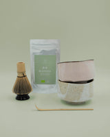 Matcha set with pink bowl - with matcha