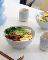 Gray asymmetrical ramen bowl