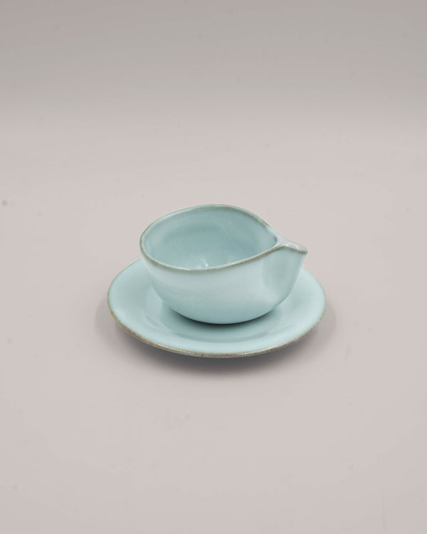 Organic light blue set w. cup and saucer