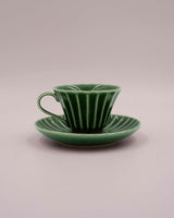 Green flower set w. cup and saucer