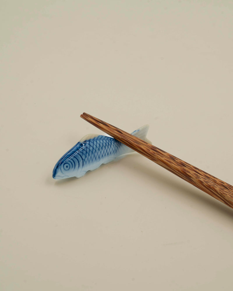 Blue koi chopstick holder