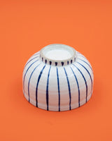 Hand-painted blue-striped matcha bowl 
