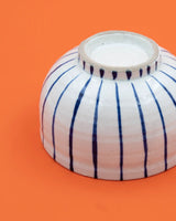 Hand-painted blue-striped matcha bowl 