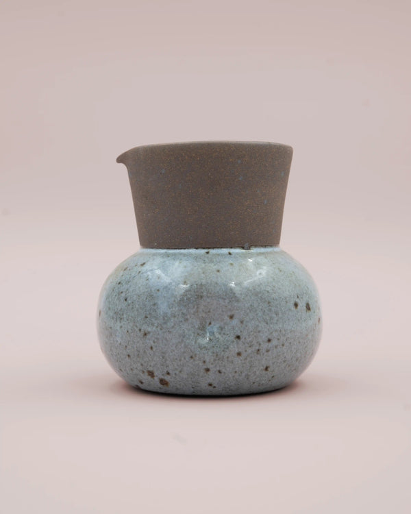 Gray jug with rustic glaze 