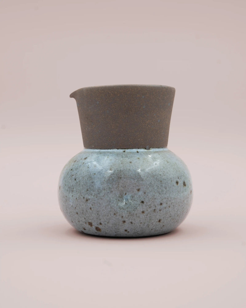 Gray jug with rustic glaze 