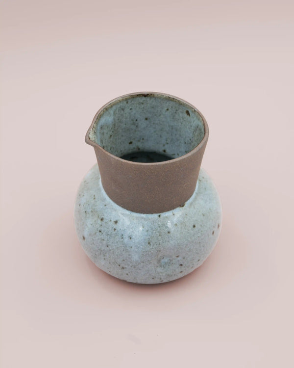 Gray jug with rustic glaze 