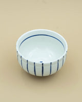 Hand-painted blue-striped matcha bowl 
