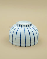 Hand-painted blue-striped matcha bowl 