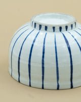 Hand-painted blue-striped matcha bowl 