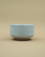 Matcha bowl with light gray glaze