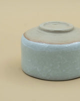 Matcha bowl with light gray glaze