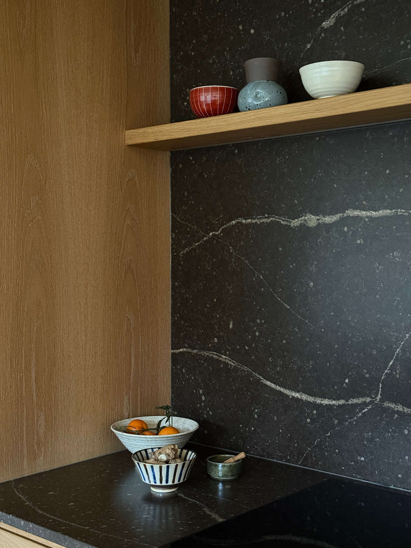 Hand-painted red-striped bowl
