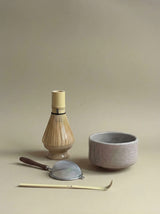 Matcha set with delicate pink bowl