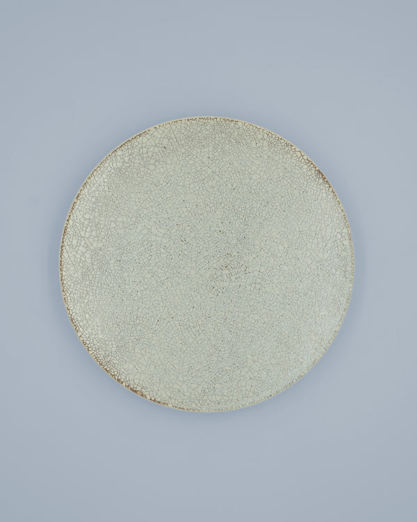 Medium gray plate with cracked glaze