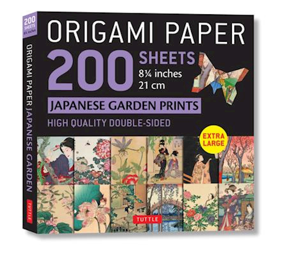 Origami paper block with Japanese garden motifs (200 sheets - 21x21 cm)