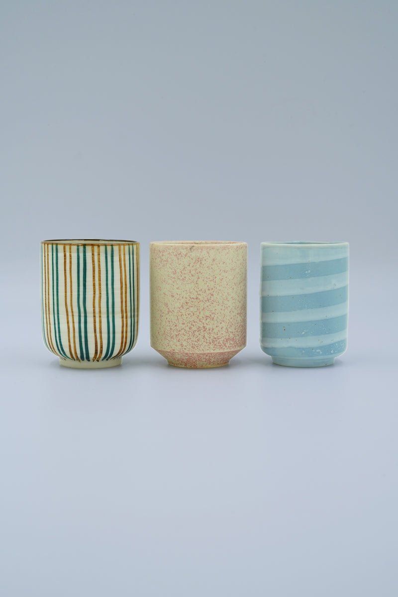 Mug without handle with stripes