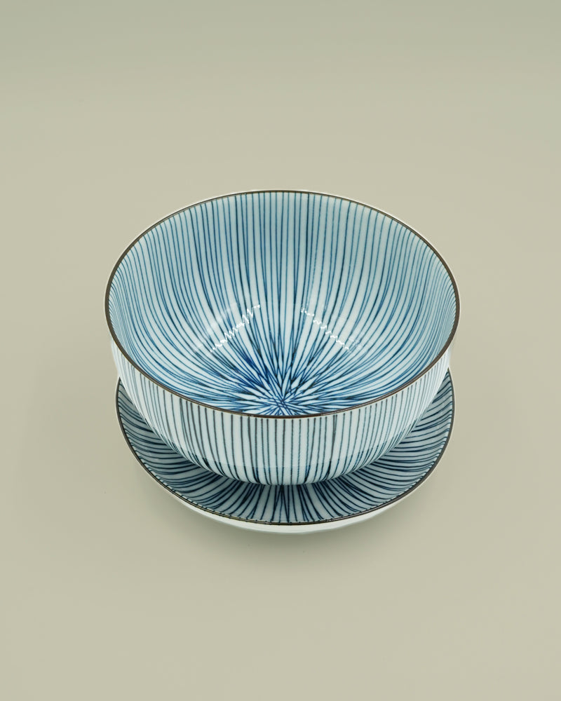 Small plate with blue stripes