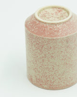 Pink mug with glaze splash