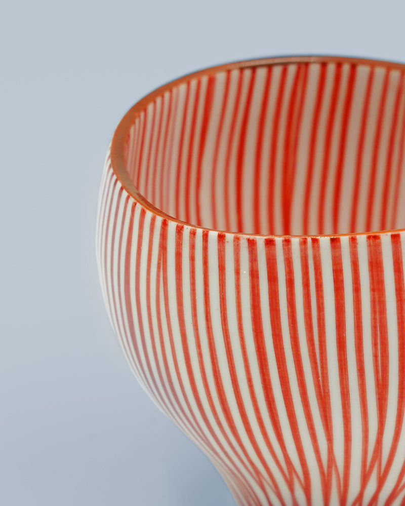 Large, red-striped mug in organic shapes