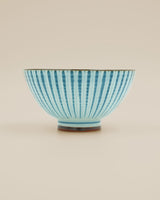 Bowl with light blue, elegant stripes