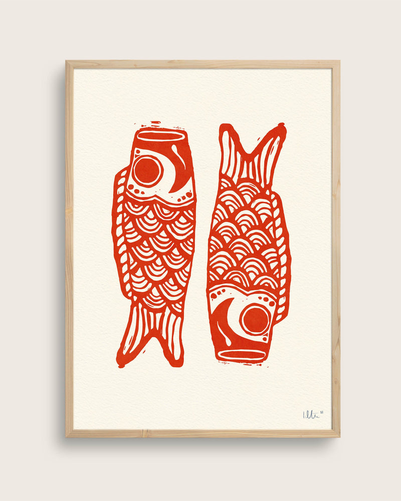 Koinobori (A3 - linoleum print)