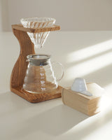 Coffee maker set in olive wood