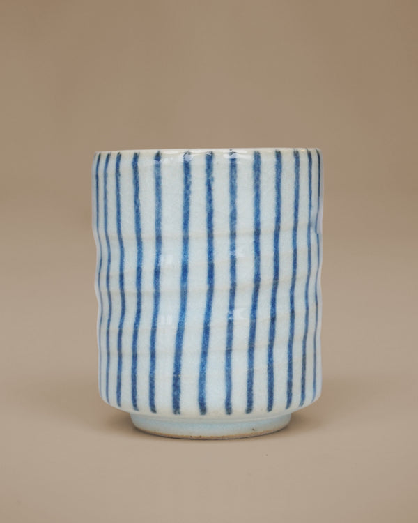 Blue striped mug without handle