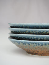 Brown deep plate with blue glaze