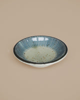 Gray soy bowl with blue stripes