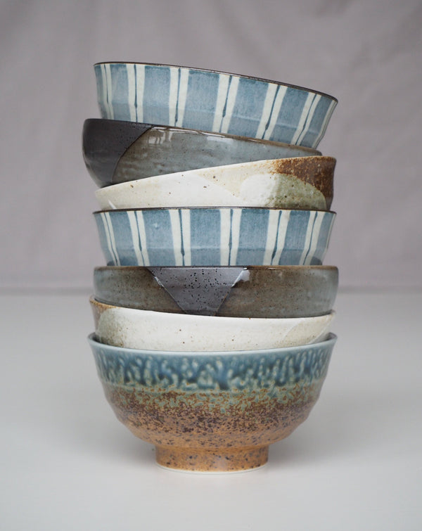 Blue and white striped ramen bowl (Pre-order)