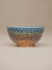 Brown ramen bowl with blue glaze